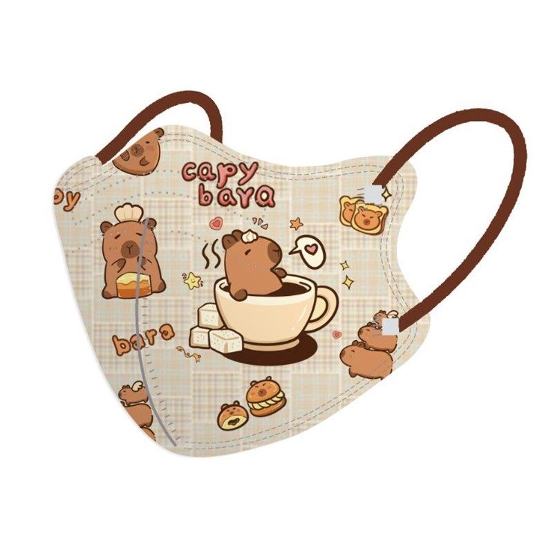 卡皮巴拉豚鼠动物可爱儿童口罩四层3d立体小孩4-12岁学生口罩卡通,淘宝优惠券,粉丝福利购,淘宝优惠卷