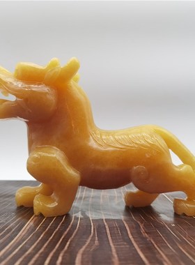 天然玉石米黄玉狴犴摆件客厅办公室装饰家居招财纯手工动物工艺品