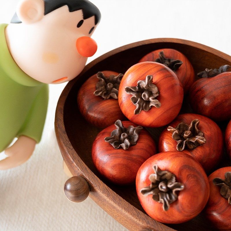 实木柿子摆件送人乔迁挂件创意礼品趣味木雕刻手把件文玩饰品47mm,淘宝优惠券,粉丝福利购,淘宝优惠卷
