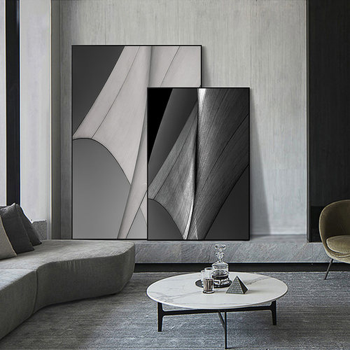 影拥 邂逅转角 现代建筑黑白装饰画办公室挂画客厅沙发壁画玄关画 - 图2