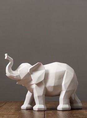 现代简约样板房家居室内装饰品几何折纸大象摆件 创意动物象摆设