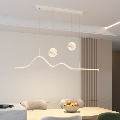 铭琢灯饰月球餐厅吊灯个性设计款吧台护眼吊灯全光谱高显指长餐桌 - 图0