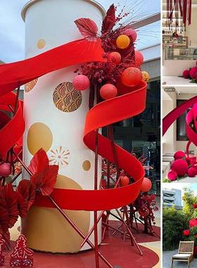 诞节冬日造型绒布带条橱窗摆件网红装橱饰圣窗tlznhu+u铺打卡造景