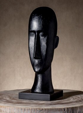 侘寂黑色人像抽象雕塑摆件现代简约样板房酒店客厅桌面软装送礼