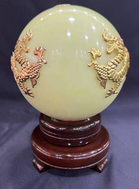 光夜光KCX球镶龙双龙摆件业电夜视柜球客开厅床头柜摆件