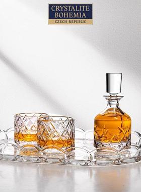 捷克BOHEMIA进口水晶玻璃托盘果盘刻花收纳平盘欧式下午茶点心盘