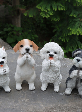 创意小狗摆件雪纳瑞比熊西高地树脂工艺品客厅房间家居动物装饰品