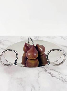 简约现金代属锈不钢圆形镜面托盘样板间桌面茶几品8399售楼处装饰