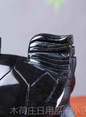 正品然黑曜龙龟摆天件黑墨玉龙头石龟家具摆件玄关客房厅书工艺装