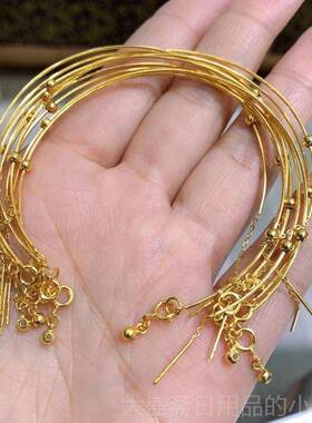 高档银s95纯古法银万能手镯可珠子的针式手錬手穿环D2IY饰品配件