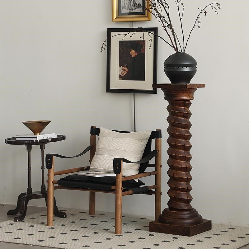 形上螺旋木底座查尔斯法式雕塑台柱子落地做旧侘寂艺术装饰柱摆件,淘宝优惠券,粉丝福利购,淘宝优惠卷