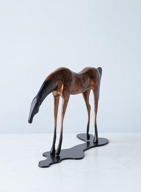 新中式千里摆件客房玄关茶室厅创意LXT微景书马观套装样板间茶具