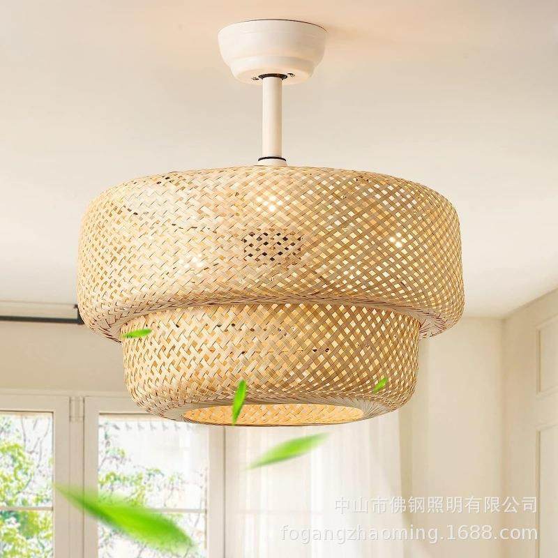 藤条编绳吊扇162灯美式复餐厅体客厅织书房吊扇灯一简古约风扇灯,淘宝优惠券,粉丝福利购,淘宝优惠卷