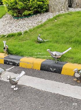 花户园林10072370景观不锈钢带镜面小鸟雕塑摆件庭院草坪外园抽象