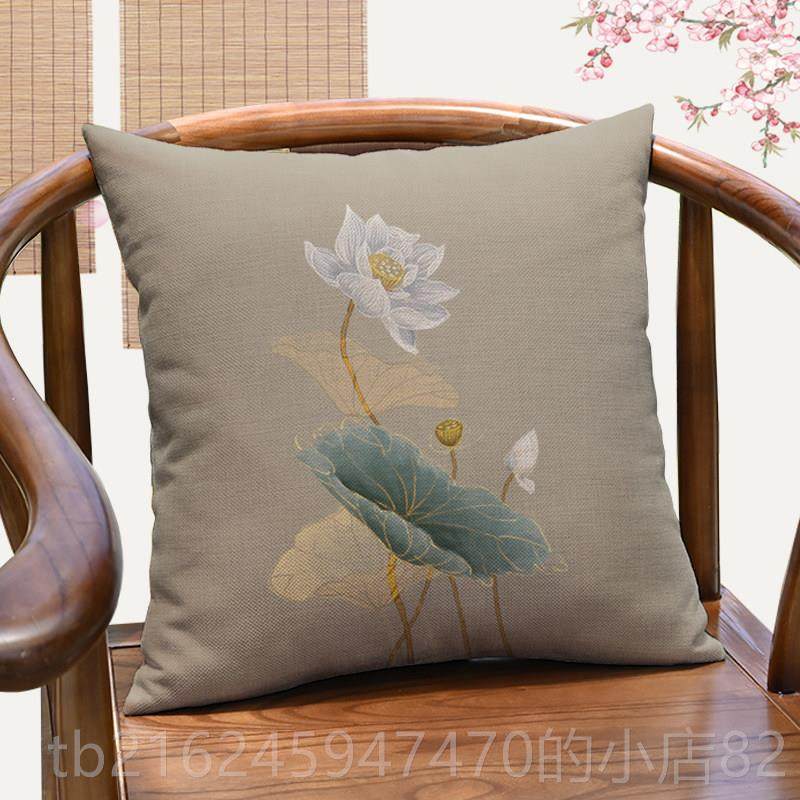 高档中国茶风禅意莲简约荷花蓬抱枕房客厅书圈椅靠垫办公室茶室楼,淘宝优惠券,粉丝福利购,淘宝优惠卷
