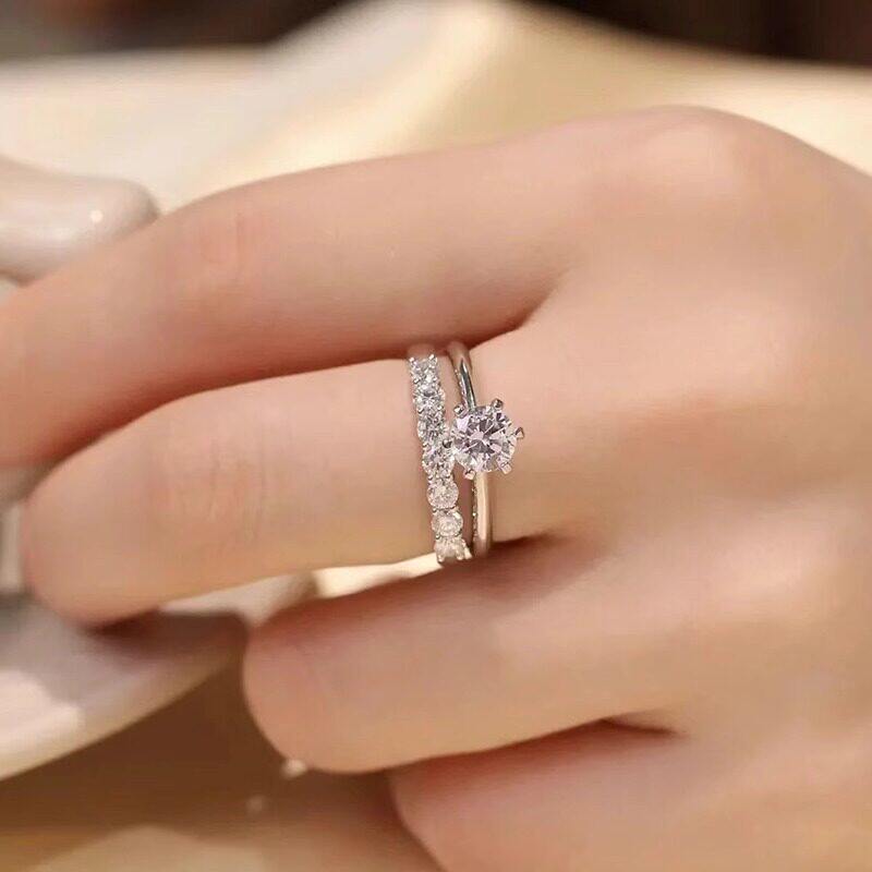 IGI cultivated diamond platinum Pt950 seven seven princess row diamond proposal engagement ring ring stacked single wear