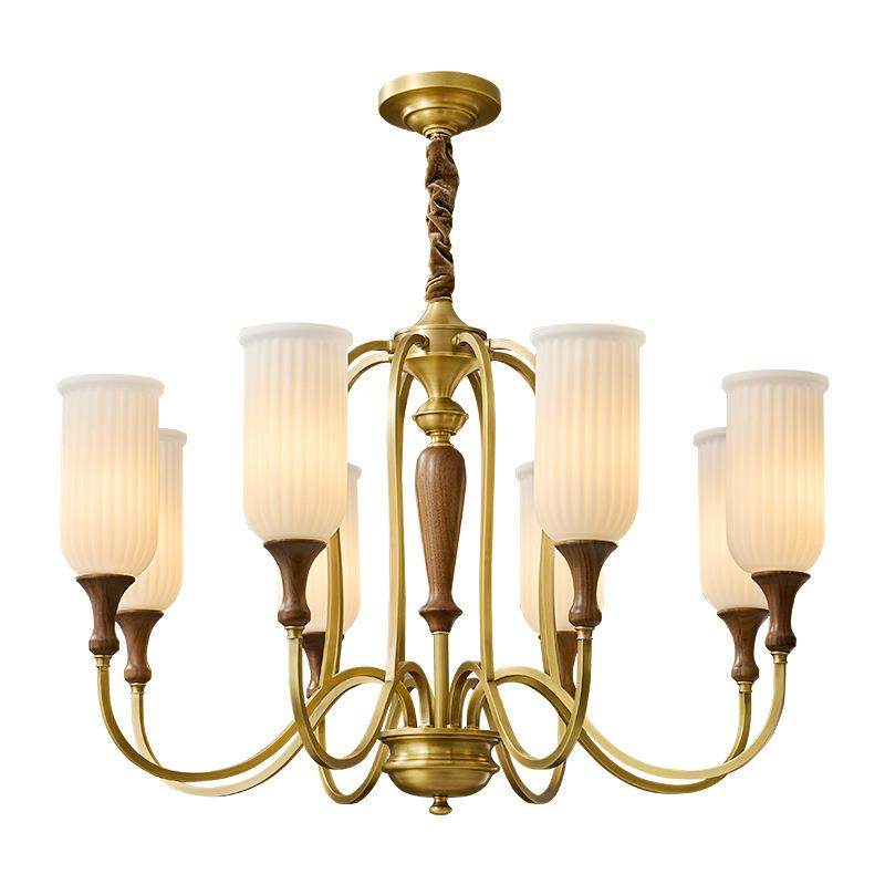 全铜美中古复式古客厅吊灯古法铜北美黑胡桃木AS098新式中式护眼,淘宝优惠券,粉丝福利购,淘宝优惠卷