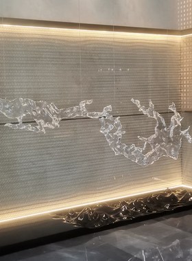 现代简约透明树脂雕塑水浪花酒店大堂空中吊顶挂壁摆件装饰艺术品