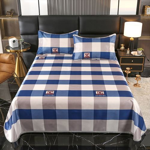 夏天冰丝凉席三件套夏季可机洗折叠空调软凉席单双人床【送枕套】 - 图0