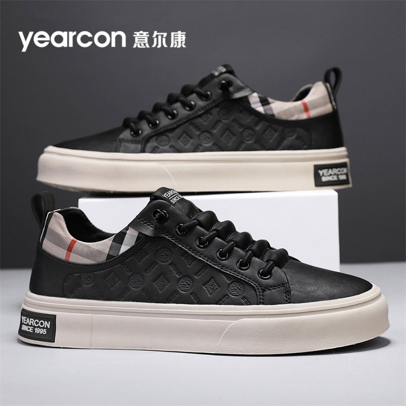 意尔康男鞋2025新款冬季男士休闲鞋皮面一脚蹬运动平板鞋男款白鞋,淘宝优惠券,粉丝福利购,淘宝优惠卷