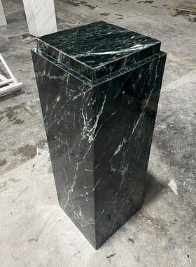 天然大花绿大理石底座酒店别墅客厅装饰柱奢石摆件底座台高端定制
