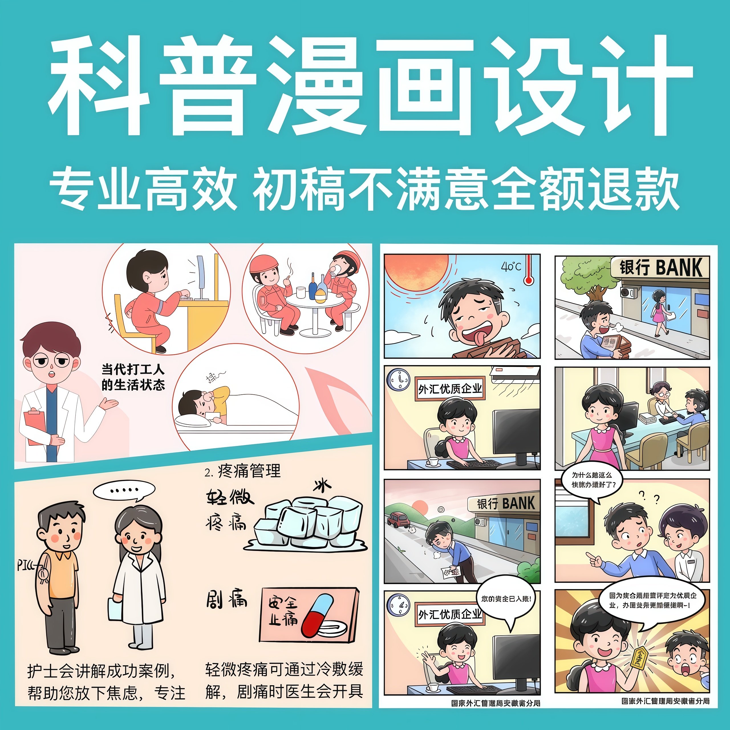 科普漫画代画漫画设计公众号连环画手绘漫画长图条漫四格漫画定制,淘宝优惠券,粉丝福利购,淘宝优惠卷