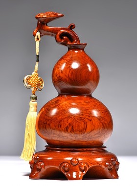 花梨实木雕刻葫芦摆件如意葫芦家居装饰客厅摆设电视柜红木工艺品