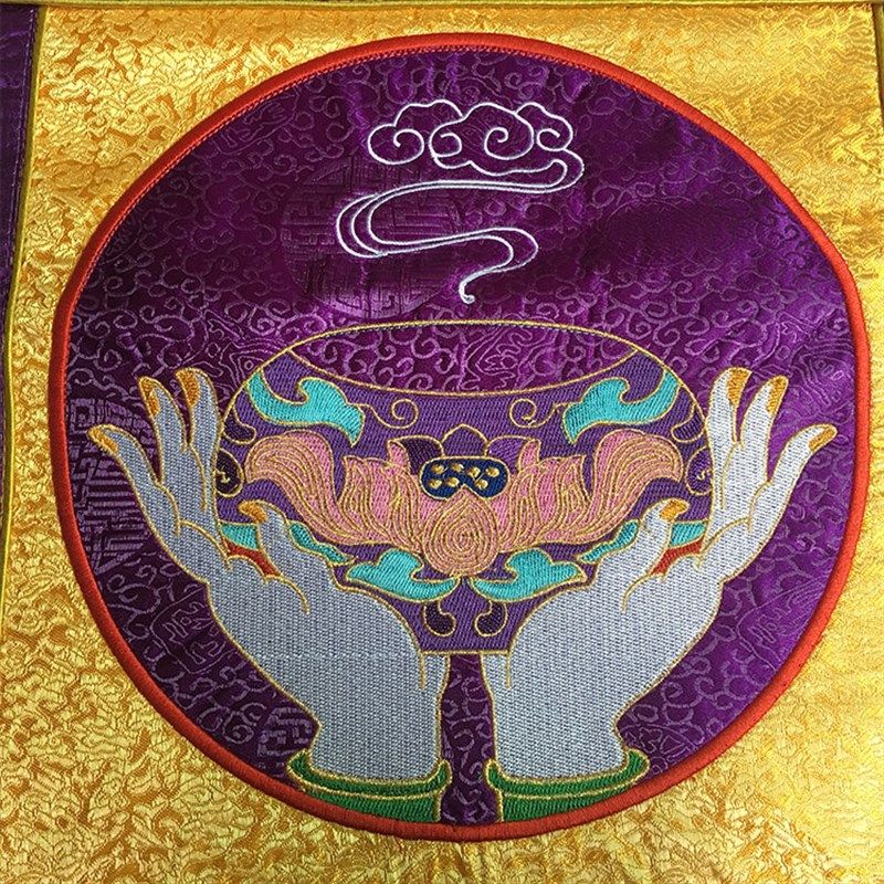 戒定真香高档刺绣十供养佛堂寺院托盘粉盅套装手工制作贡锻潮绣,淘宝优惠券,粉丝福利购,淘宝优惠卷