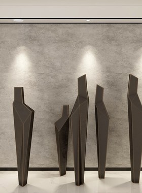 铁艺抽象人物雕塑摆件酒店会所大厅迎宾摆设落地金属软装饰艺术品