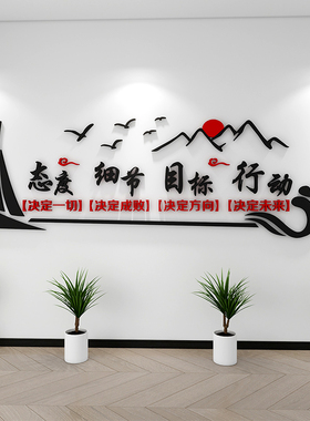 企业办公室文化装饰3d立体壁贴团队标语装饰激励墙贴励志文本公司