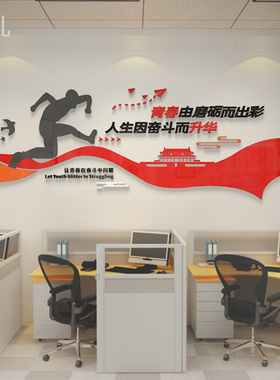 企业文化办公室墙面背景墙装饰布置公司团队创意激励志标语墙贴画
