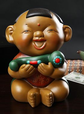 招财童子送财娃娃摆件家居装饰店铺开业礼品新居客厅玄关酒柜摆设