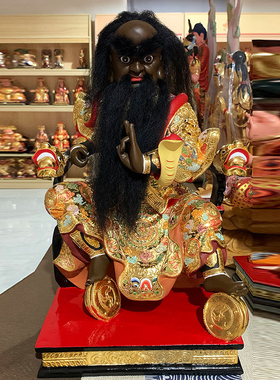 法主公张圣君张真人神像坐龙椅纯手工香樟木雕摆放客厅摆件
