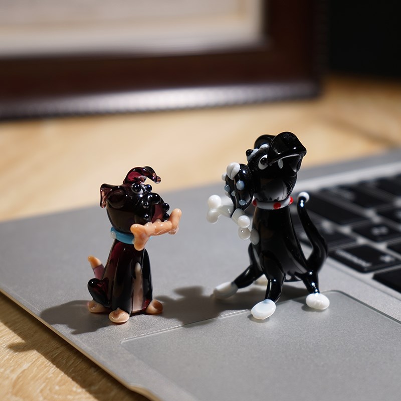 大师工艺手工玻璃狗狗小摆件琉璃创意柜台桌面装饰纯手作工艺品 - 图1