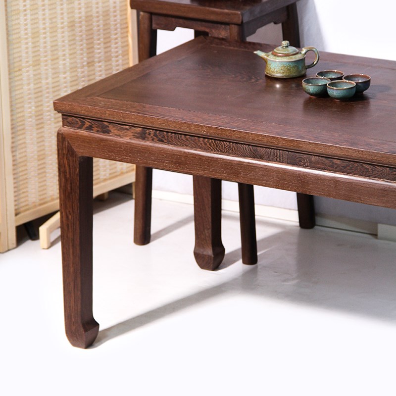 简约实木餐桌长条桌中式鸡翅木桌椅组合家用小户型茶桌休闲学习桌 - 图3