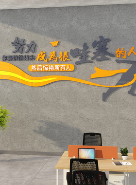 办公室墙面装饰布置企业文化公司背景墙团队激励志标语墙贴画创意
