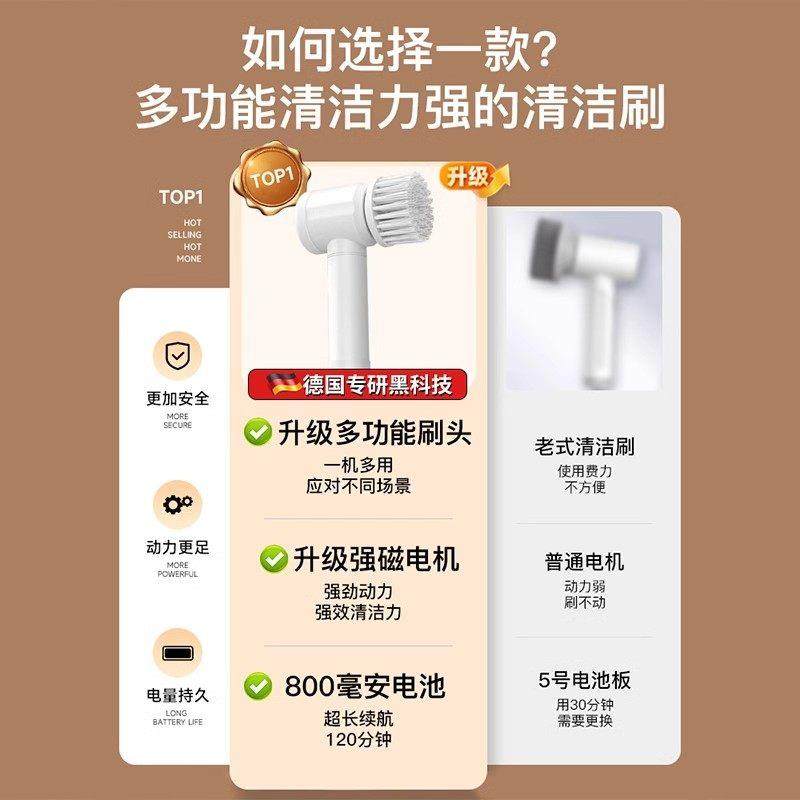 【德国精工】电动清洁刷多功能家用厨房浴室缝隙刷无线鞋刷清洗刷,淘宝优惠券,粉丝福利购,淘宝优惠卷