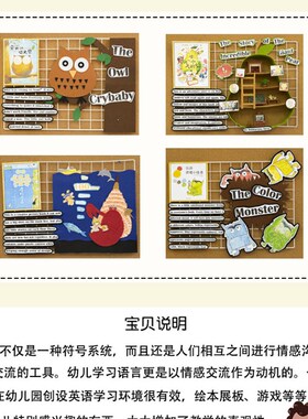 幼儿园阅读区图书角主题墙成品英文绘本故事展板布置装饰环创材料