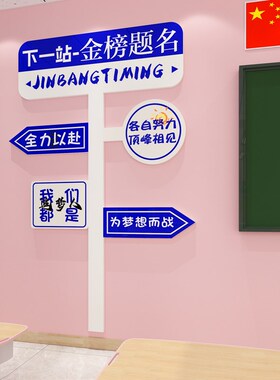 金榜题名墙贴画初三励志标语班级文化教室布置中高考黑板报装饰3d