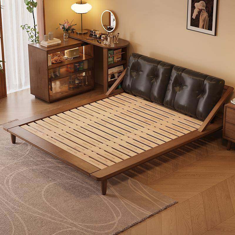 现代复古白蜡木榻米双榻人大床中实古风SEM全木皮小艺床户型主卧,淘宝优惠券,粉丝福利购,淘宝优惠卷