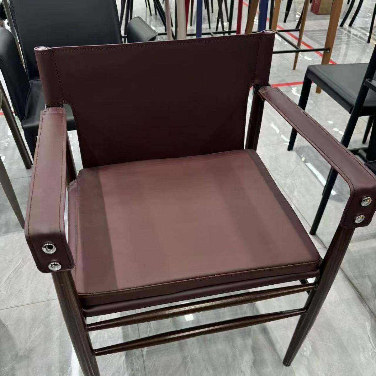 意舒式师约轻奢家用酒店适马鞍TXT皮碳素钢椅设计样简板间扶手椅,淘宝优惠券,粉丝福利购,淘宝优惠卷