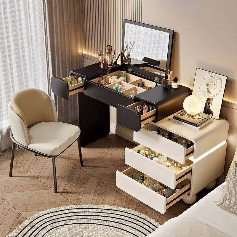 卧一室梳台新镜子隐翻妆盖式斗柜体奶油风款镜实木可EHN伸缩化妆,淘宝优惠券,粉丝福利购,淘宝优惠卷