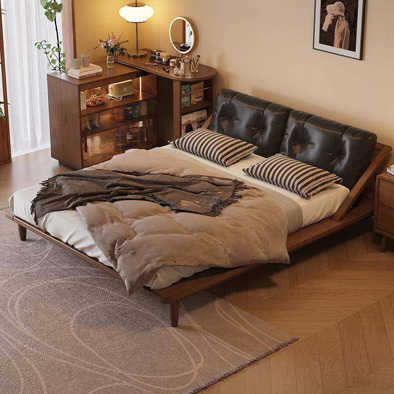 现代复古白蜡木榻米双榻人大床中实古风SEM全木皮小艺床户型主卧,淘宝优惠券,粉丝福利购,淘宝优惠卷