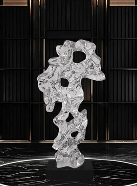 现代抽象透明树脂太湖石摆件样板间玄关酒店售楼处落地雕塑装饰品