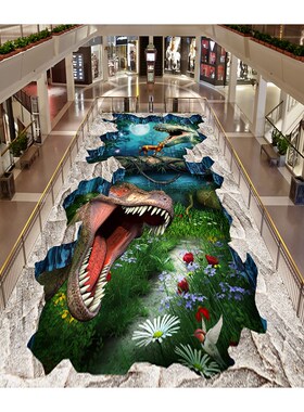 3d防水地贴立体动物贴画地面水泥地瓷砖车位遮丑贴纸三地板贴美化