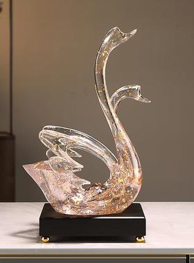 轻奢水晶鹅zh-322树脂工摆件天奢艺品高档客厅卧室玄关电视柜酒柜