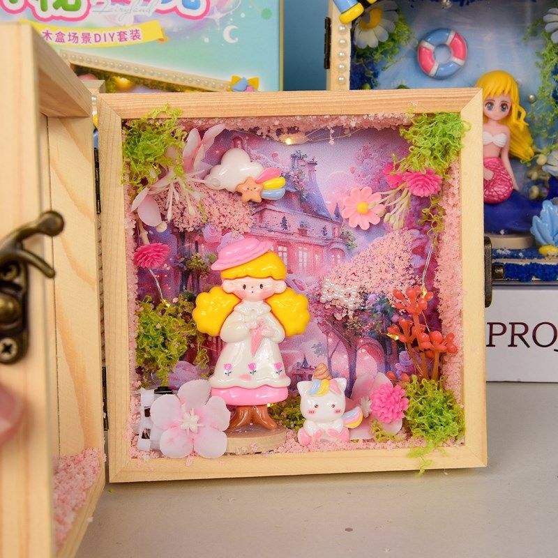 儿童创意DIY手工立体微场景灯光画材料包益智女孩玩具桌面摆件,淘宝优惠券,粉丝福利购,淘宝优惠卷