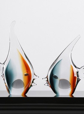 招财鱼琉璃摆件抽象热带鱼客厅简约样板房玄关装饰品年年有余送礼