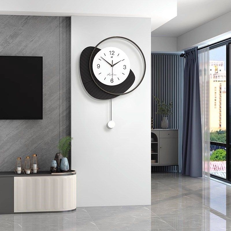 钟表挂钟客厅2023新款简约现代创意钟大气餐厅家用静音挂墙免打孔 - 图0