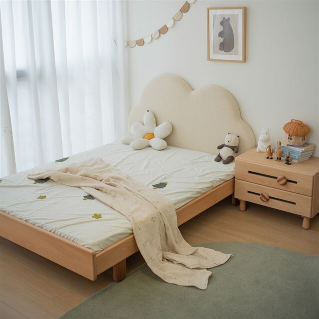 Play Dream Superman children's bed for boys and girls solid wood beech removable and washable cloud soft bag single bed children's furniture